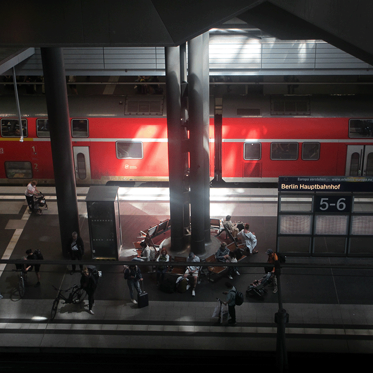 Round bench at Berlin train station